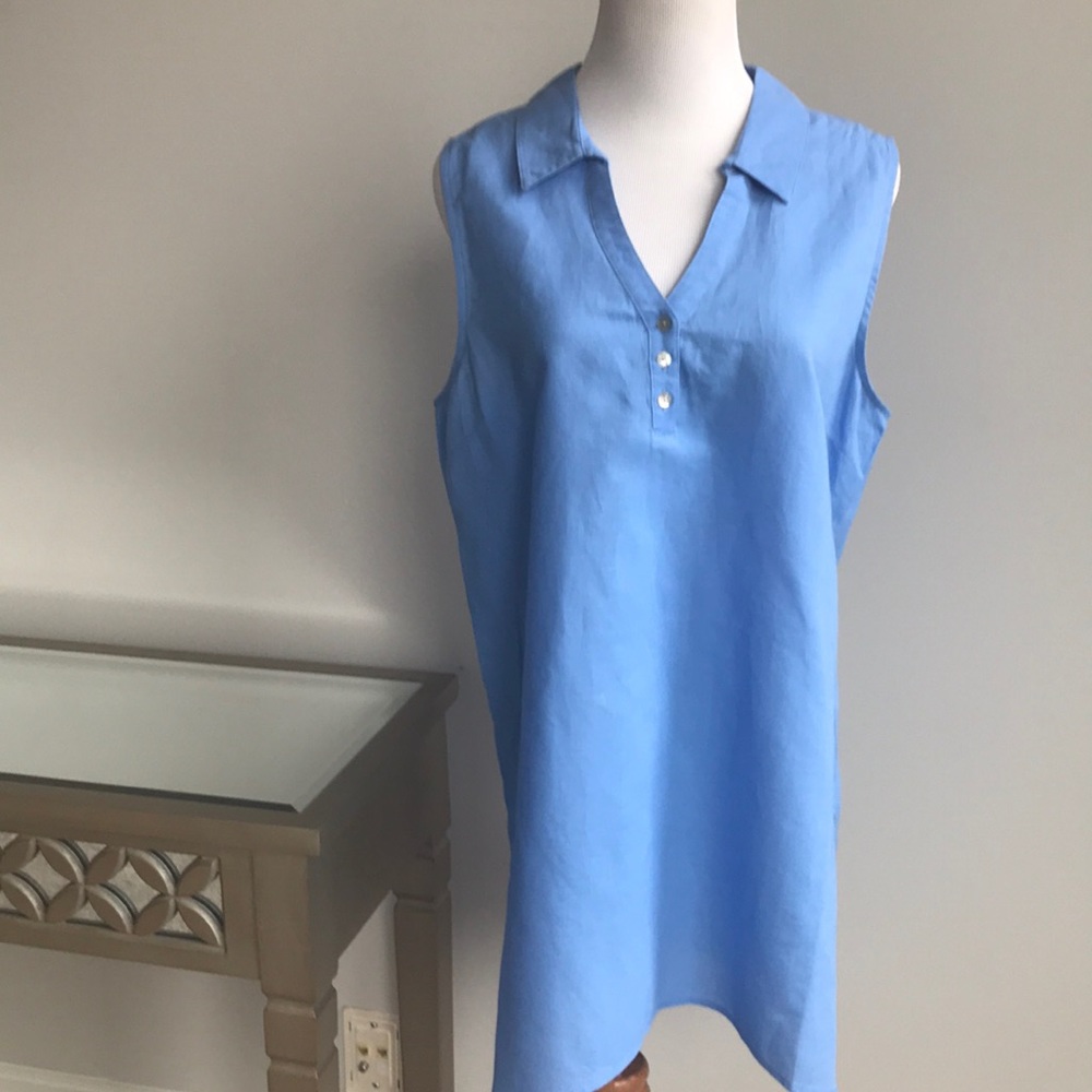Linen blend Tunic/Swim cover Top sz L